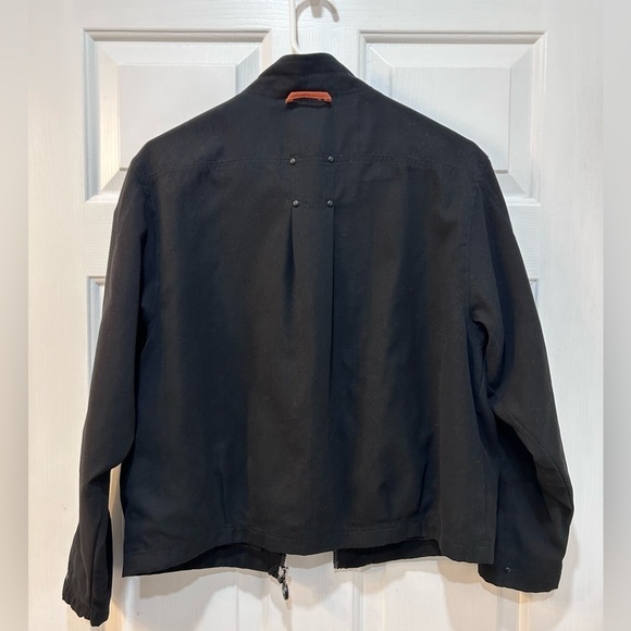 Jamie Sadock Black Full Zip Golf Jacket 80's Style Windbreaker Crop Women Sz M - Picture 2 of 8